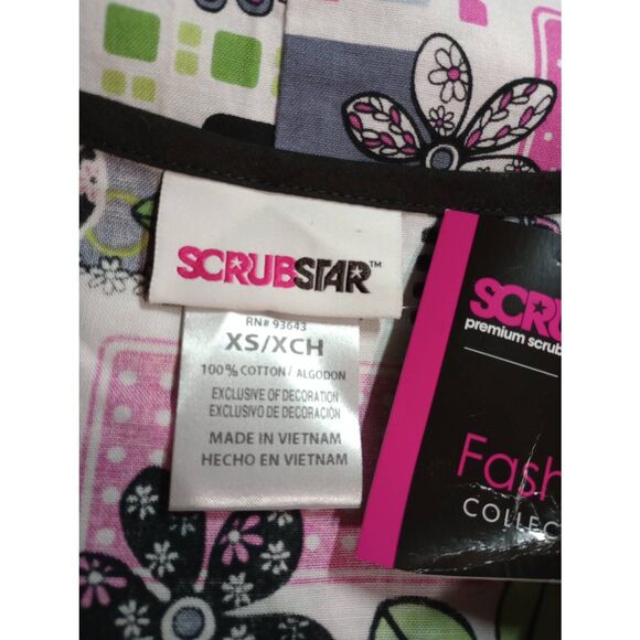 Scrub Star Scrub Top Ladies Extra Small Black Pink - Picture 5 of 6
